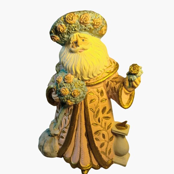 Russian Style St Nicholas Figurine Pink Floral Gold Trim Hand Painted Vintage 94 - Picture 5 of 9